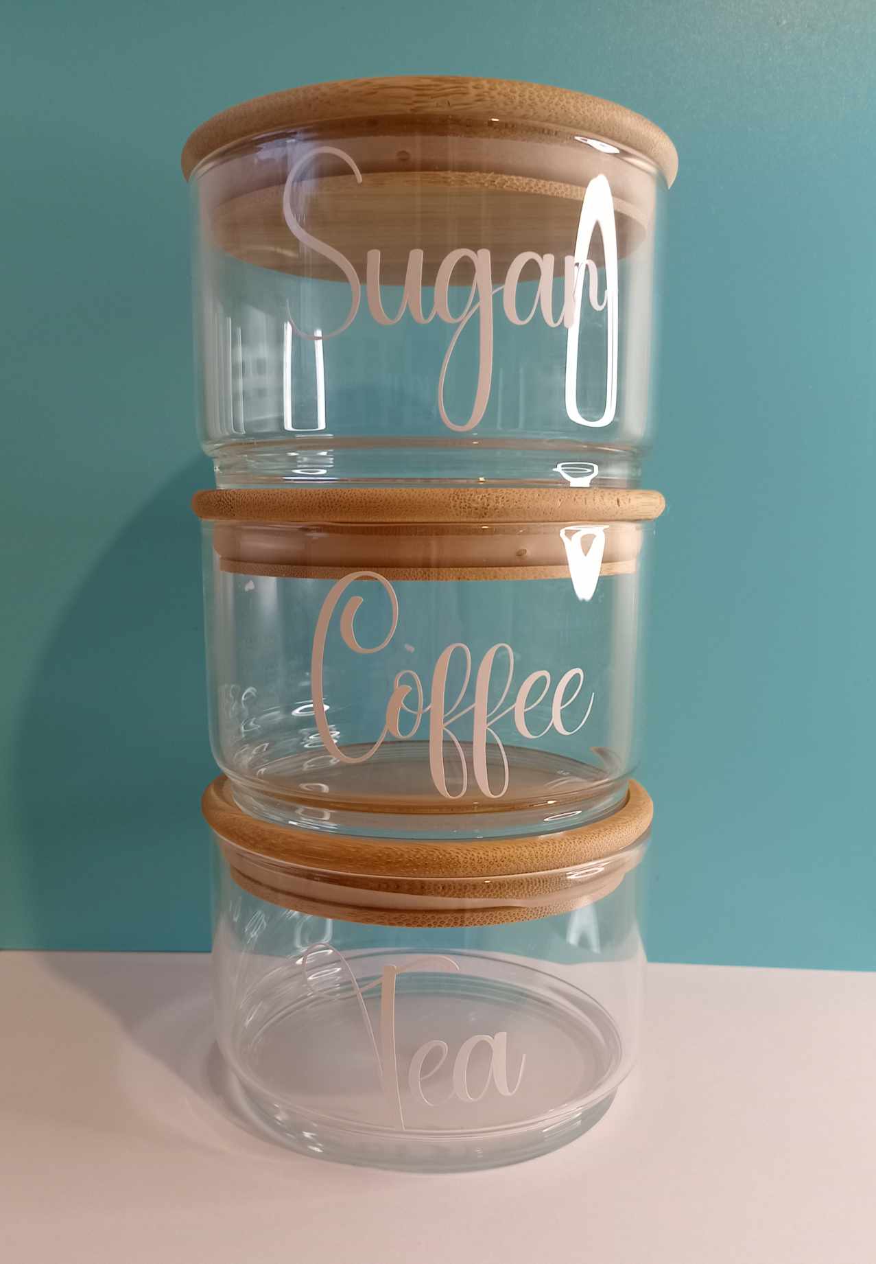 Stackable, Handmade Sugar, Tea & Coffee Storage Containers